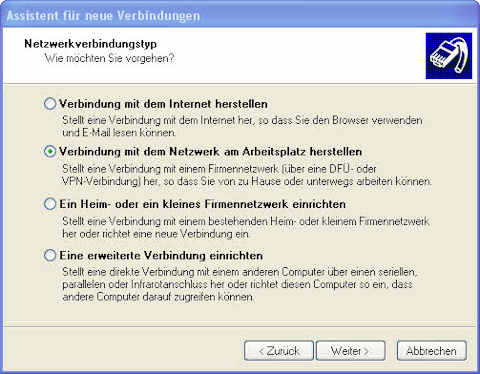 Verbindung mit dem Netzwerk am Arbeitsplatz herstellen