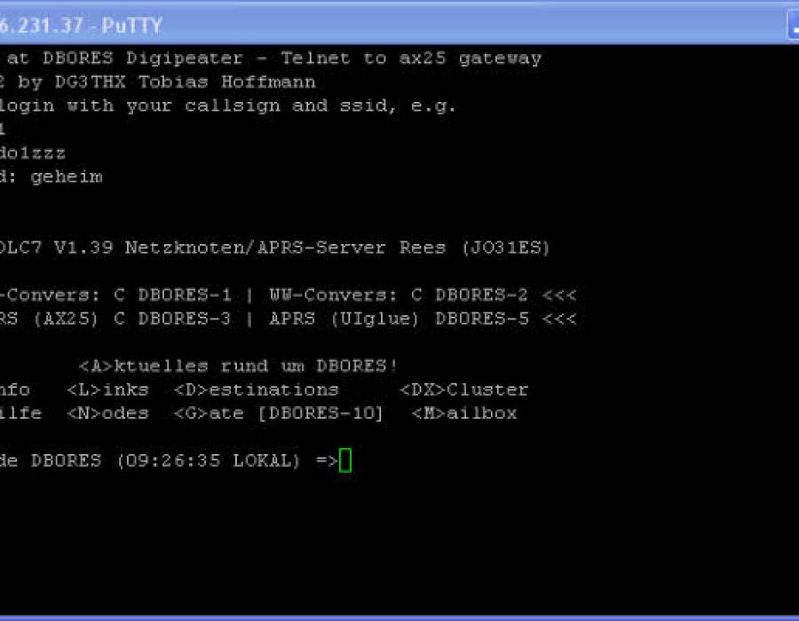 Telnetverbindung zu DB0RES-0